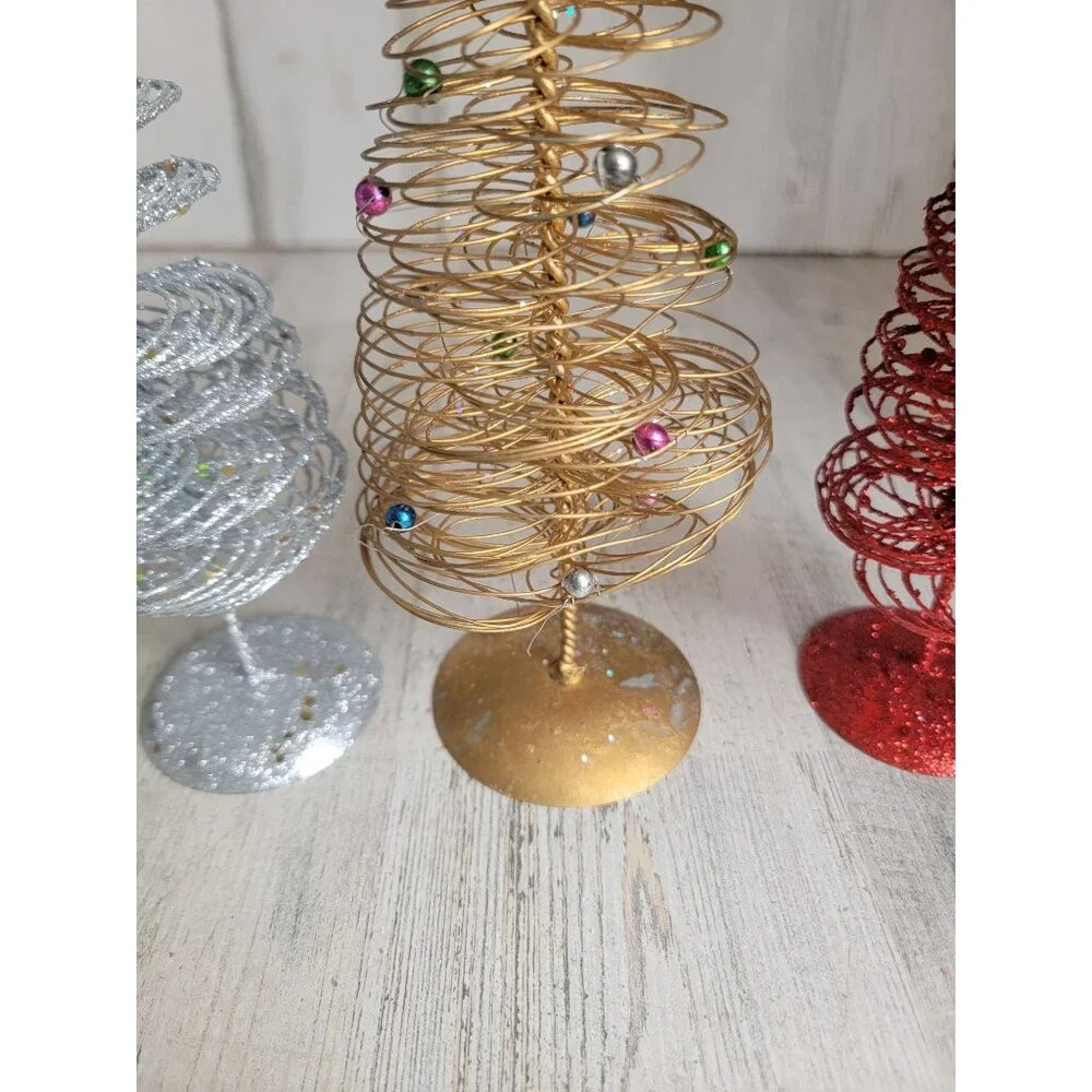 Glitter metal red‎ silver tree xmas figure decor star